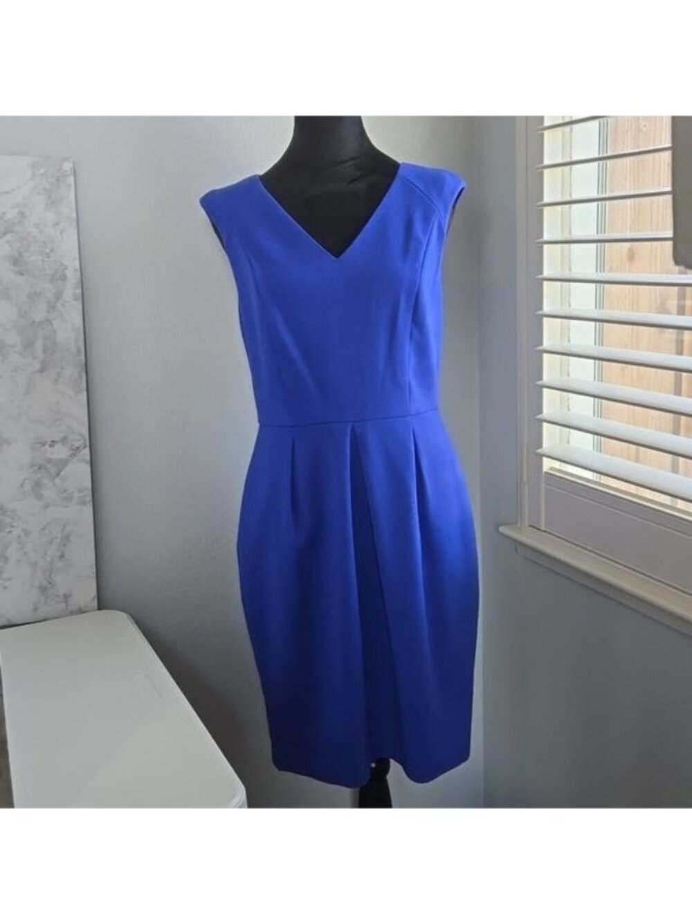 The Limited Cobalt Blue V-Neck Fitted Sheath Dress Womens Sz S (26-0008)